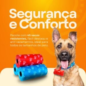 Kit Higiene Pet 03 Refil Rolo de Sacos de lixo Pet Cata Caca + 03 Porta Saquinhos, formato Osso + Emoji Cocô + Lanterna LED p/passeio noturno + Luva Escova p/Remover tirar Pelos de Cães Gatos GRÁTIS - Imagem 6